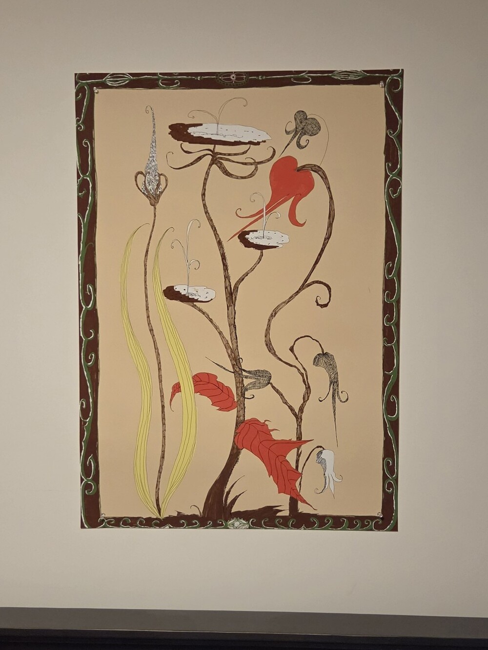 Floral Wall Art in Beige, Red, Yellow, and Brown
